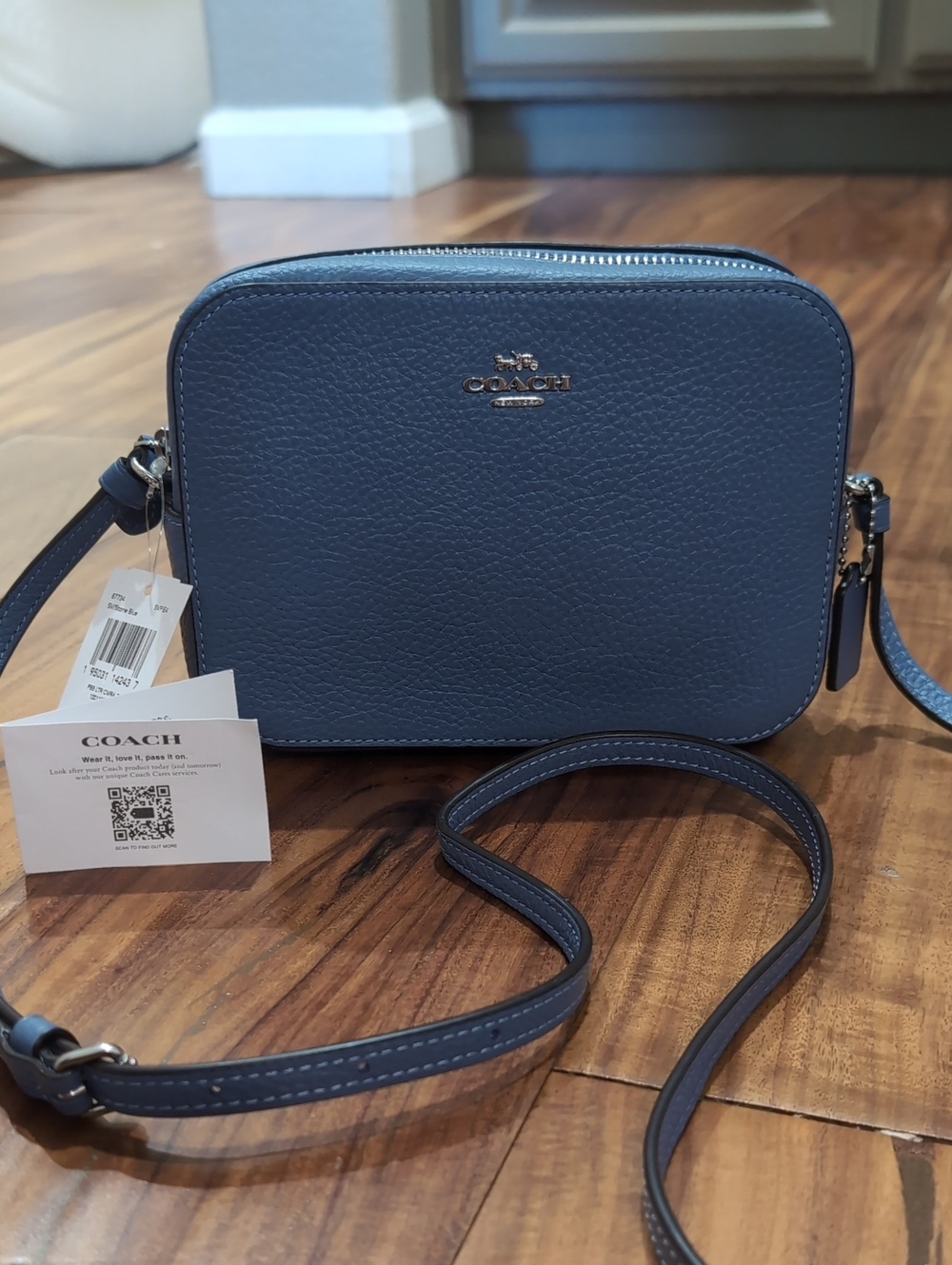 Coach Soft Pebbled Leather Camera Soft Shell Stone Blue Crossbody Bag Nwt ❤️
